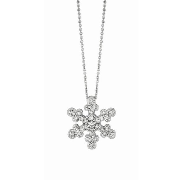 Morris & David Jewelry - 0.25 Carat Natural Diamond Snowflake Necklace 14K